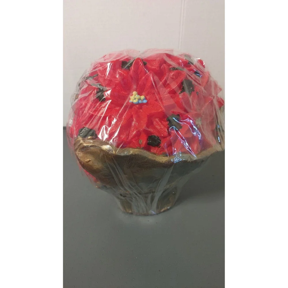 Delicates: (Large) Poinsettia 100% Wax Candle Arrangement Red Holiday Decor